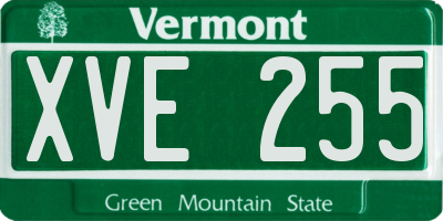 VT license plate XVE255