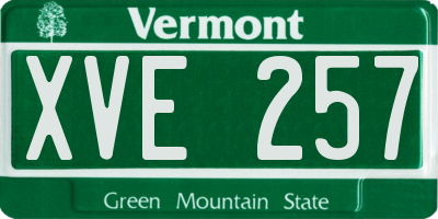 VT license plate XVE257