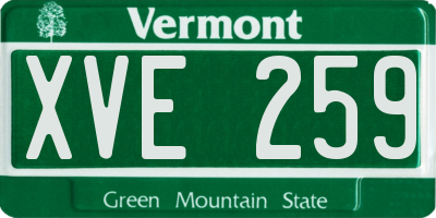 VT license plate XVE259