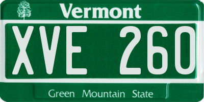 VT license plate XVE260