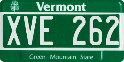 VT license plate XVE262