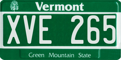 VT license plate XVE265