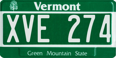 VT license plate XVE274