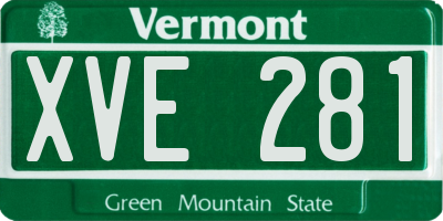 VT license plate XVE281