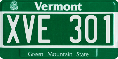 VT license plate XVE301