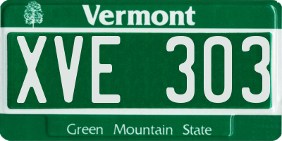 VT license plate XVE303