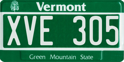 VT license plate XVE305