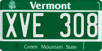 VT license plate XVE308
