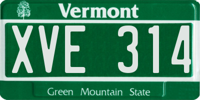 VT license plate XVE314