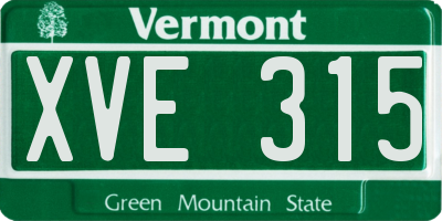 VT license plate XVE315