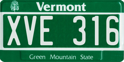 VT license plate XVE316