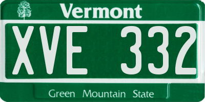 VT license plate XVE332