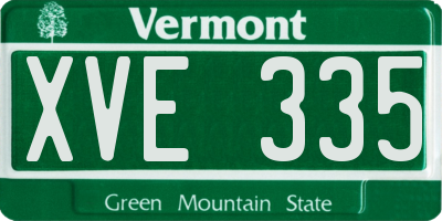 VT license plate XVE335