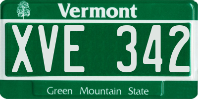 VT license plate XVE342