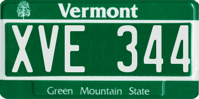 VT license plate XVE344