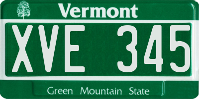 VT license plate XVE345