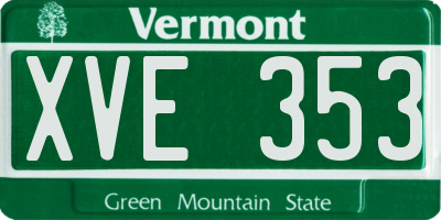 VT license plate XVE353
