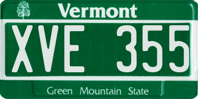 VT license plate XVE355