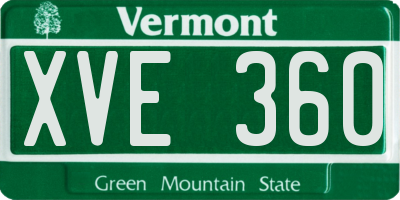 VT license plate XVE360