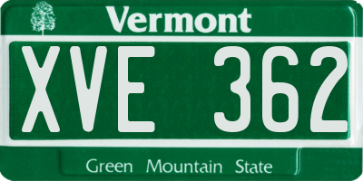 VT license plate XVE362
