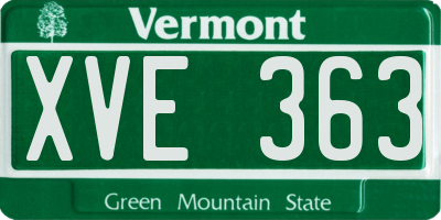 VT license plate XVE363