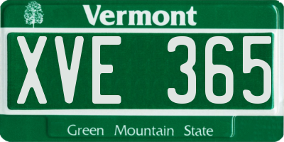 VT license plate XVE365