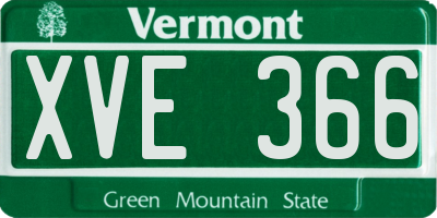 VT license plate XVE366