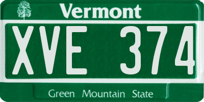 VT license plate XVE374