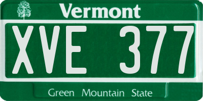 VT license plate XVE377