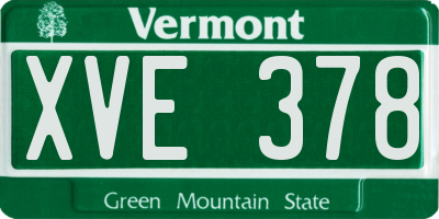 VT license plate XVE378