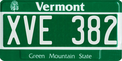 VT license plate XVE382