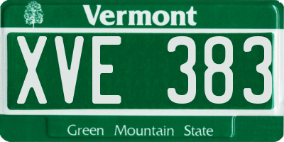 VT license plate XVE383