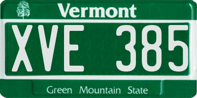 VT license plate XVE385