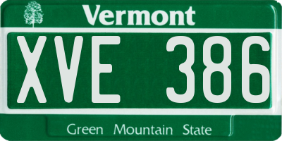 VT license plate XVE386