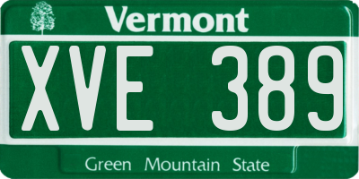 VT license plate XVE389