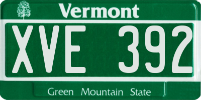 VT license plate XVE392