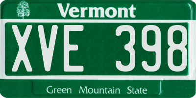 VT license plate XVE398
