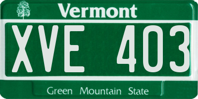 VT license plate XVE403
