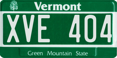 VT license plate XVE404