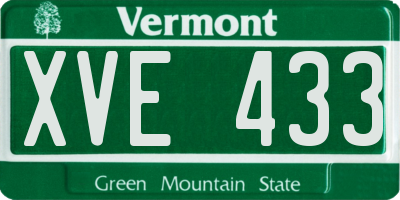 VT license plate XVE433