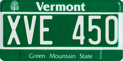VT license plate XVE450