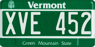 VT license plate XVE452