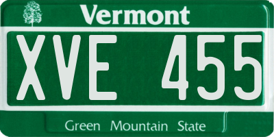 VT license plate XVE455