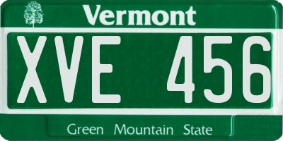 VT license plate XVE456