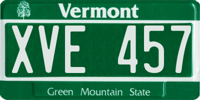 VT license plate XVE457