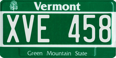 VT license plate XVE458
