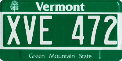 VT license plate XVE472