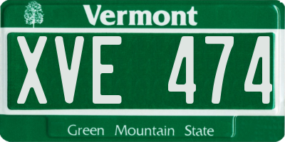 VT license plate XVE474