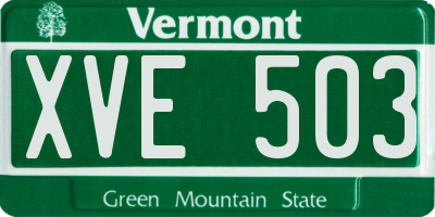 VT license plate XVE503