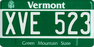 VT license plate XVE523